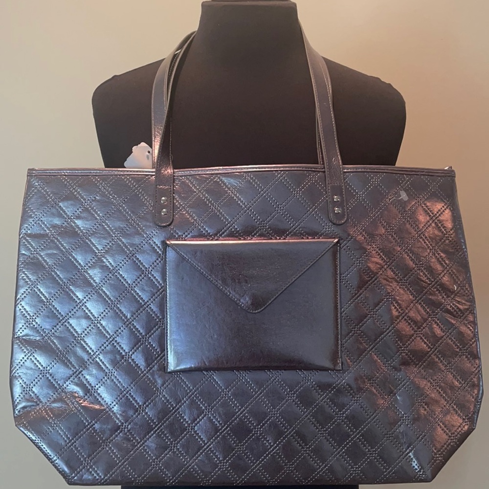 New! Bath & Body Works Pewter Metallic Tote
